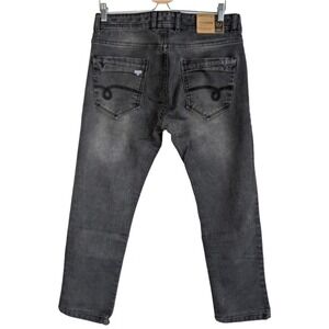 Cobb Men's 34 Gray Straight Leg Jeans Destressed Italian Designer